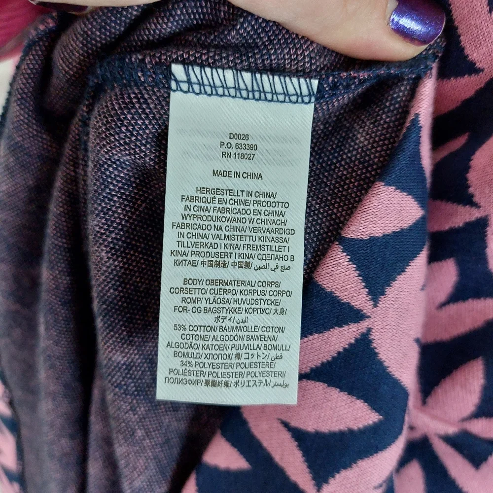 BODEN High Neck Fit&Flare Dress Pink Navy Floral Geo Size 14R Winter Autumn Chic - Picture 8 of 11